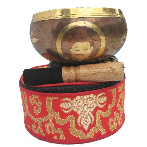 Meditating buddha singing bowl with silk pouch 5\"